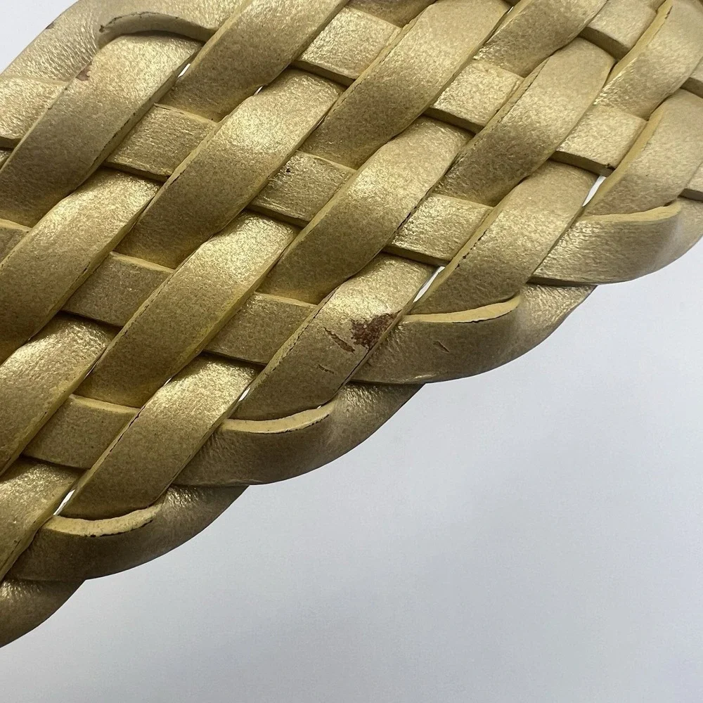 Michael Kors Braided Woven Leather Belt Medium Gold